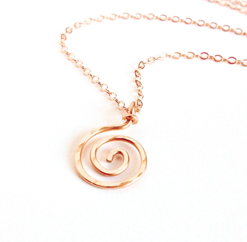 Rose Gold Spiral Pendant. Rose Gold spiral sun swirl necklace pendant. image 1