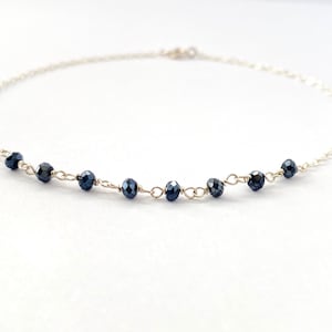 Anklet. Black Spinel Sterling Silver Anklet. Genuine Gemstone Ankle Bracelet.