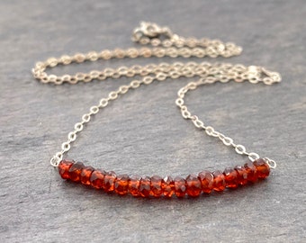 Garnet Necklace. Small Faceted Genuine Dark Red Garnet Sterling Silver or 14k Gold Filled Chain Pendant. Girl Gift Under 50