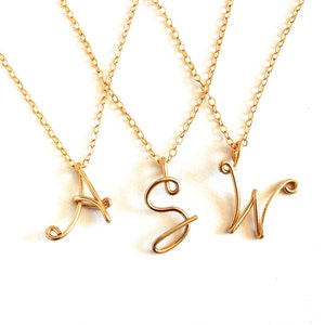 Gold Initial Necklace. Personalized 14k Gold Fill Initial Name Necklace. Script Calligraphy Alphabet Letter Pendant. Girl Gift Under 50 image 4