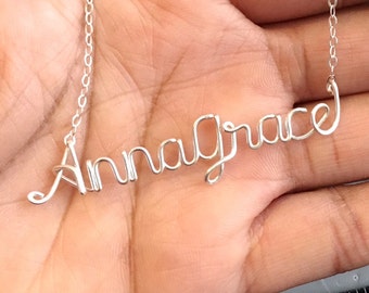 2 Name Necklace.  Sterling Silver Personalized Two Names Custom Name Necklace Sterling Silver