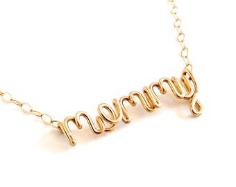 Gold Mommy Necklace. New Mom Necklace. New Mommy Necklace. Push Present. Mommy to Be Gift. Script Gold Mommy. Mother's Day Necklace