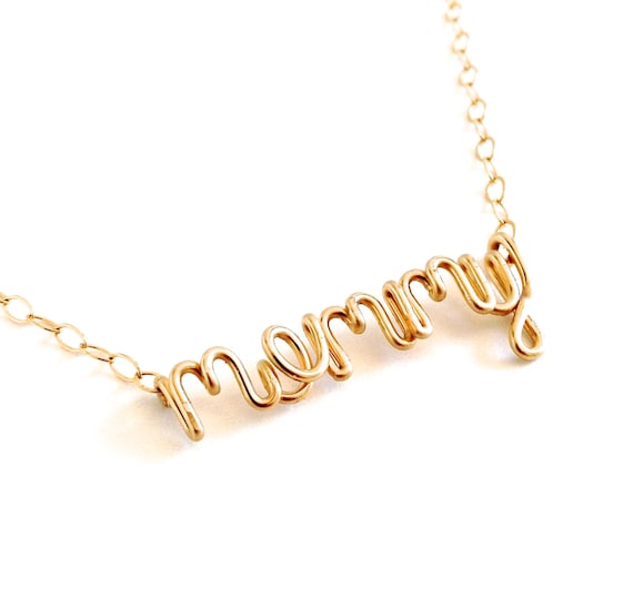 14k gold mom necklace