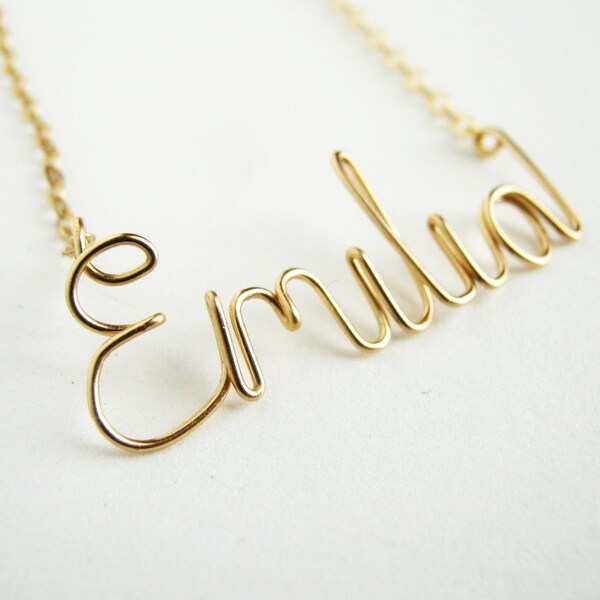 Gold Girls Kids Custom Name Necklace. Personalized Gold Child Name Necklace. Name Plate Name Necklace.