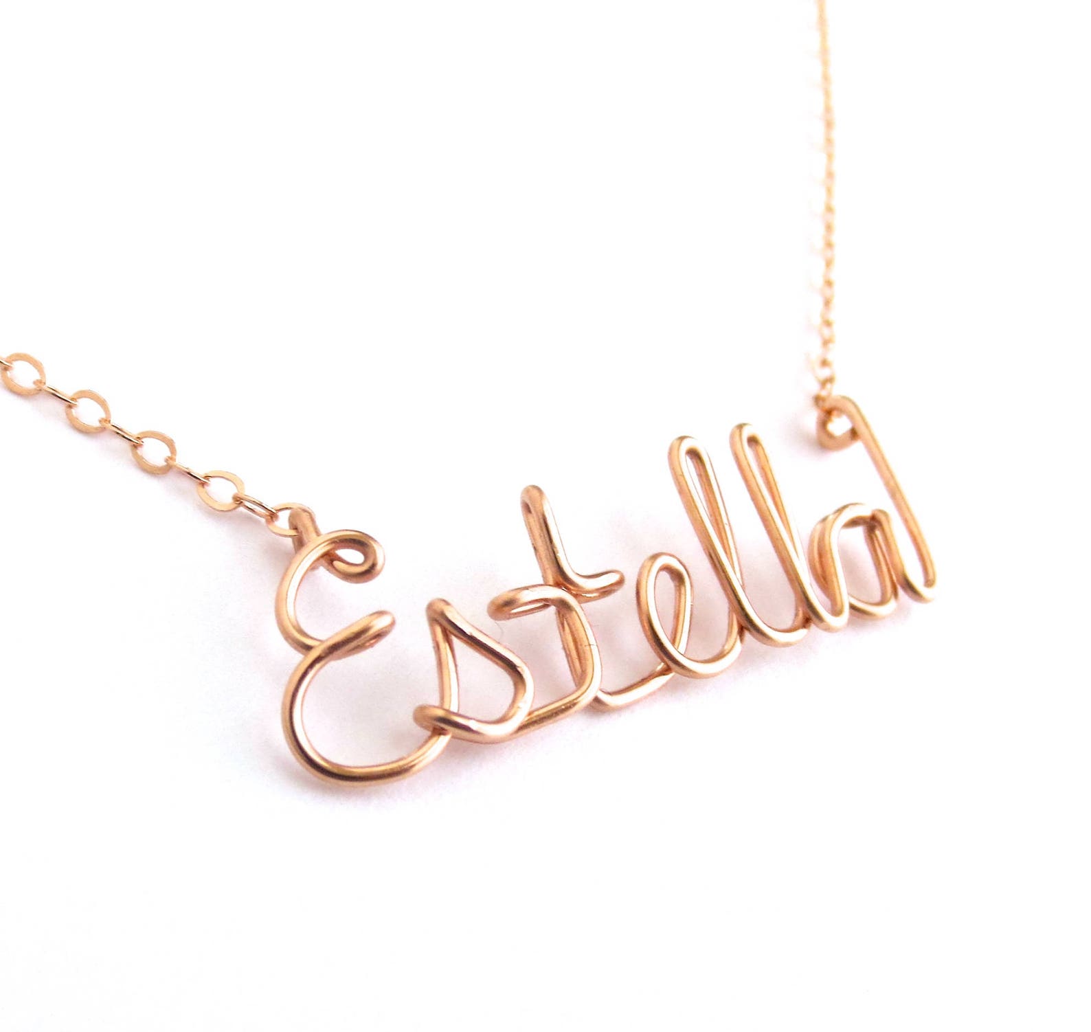 Rose Gold Name Necklace. Personalized Custom 14k Rose Gold Etsy