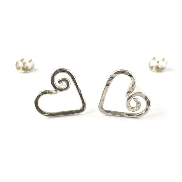 Heart Earrings. Sterling Silver Stud Earrings. Small Sterling Silver Heart Earrings. Teen Girl Gift.