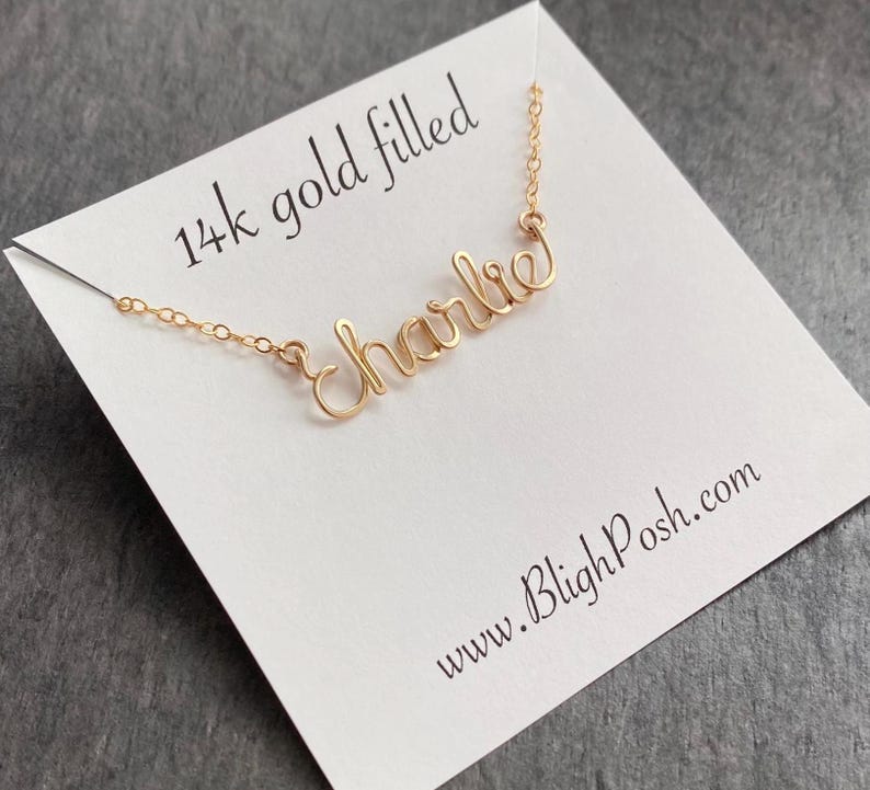 Gold Name Necklace: Personalized Lowercase Wire Script Heirloom image 6