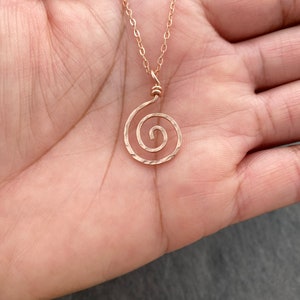 Rose Gold Spiral Pendant. Rose Gold spiral sun swirl necklace pendant. image 3