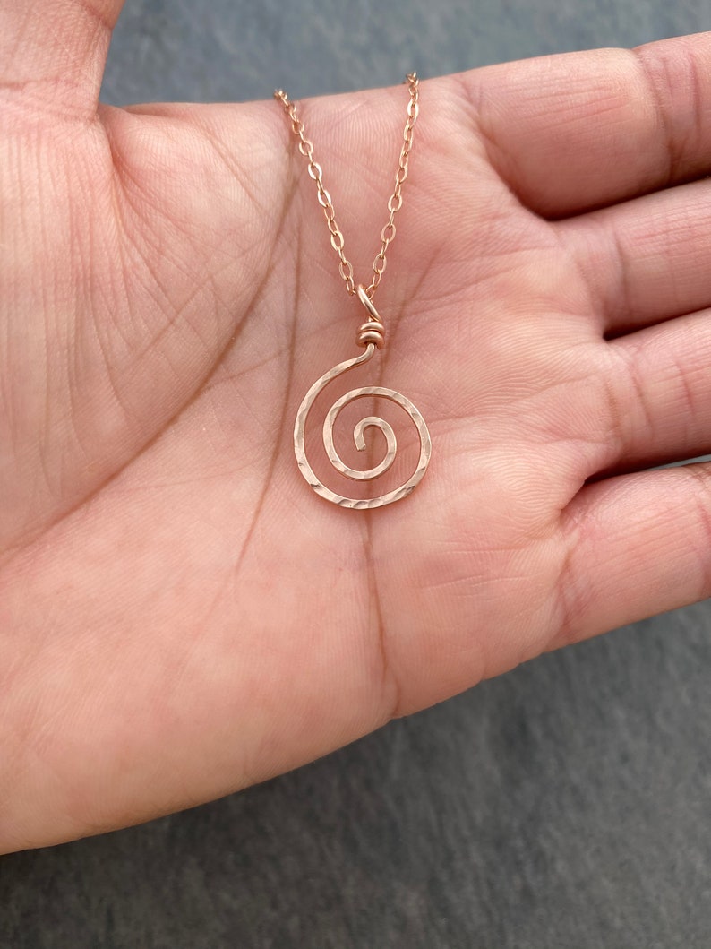 Rose Gold Spiral Pendant. Rose Gold spiral sun swirl necklace pendant. image 3