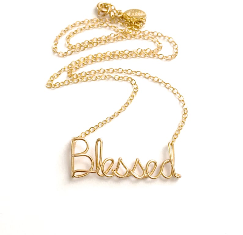 Blessed Necklace. Custom Gold or Silver Blessed Script Etsy