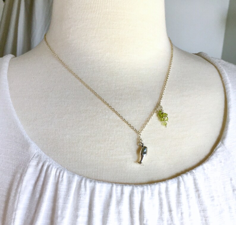 Wine Lovers Jewelry Wine Jewelry Wine Glass Necklace Sterling Silver Wine Goblet with Peridot Grape Cluster Wine Necklace Wine Gift