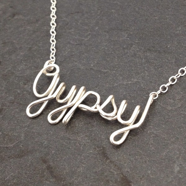 Sterling Silver Gypsy Necklace. Gypsy Boho Necklace by AzizaJewelry. Bohemian Gypsy Pendant