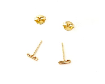 Bar Stud Earrings. T sewing head pin earrings. Small cute sewing Needle Tiny Stud Earrings. Ear or Nose Ring.