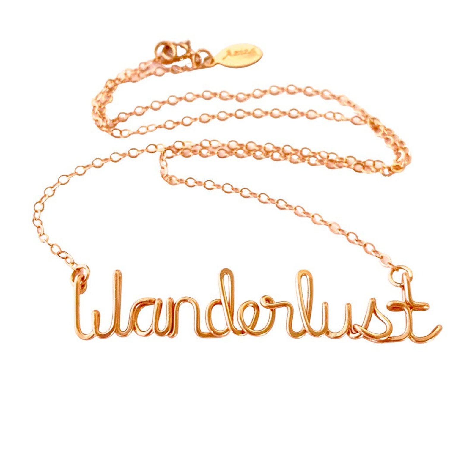 Wanderlust Necklace. Rose Gold Wanderlust Necklace. Custom Etsy