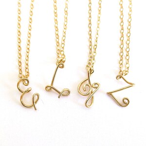 Gold Initial Necklace. Personalized 14k Gold Fill Initial Name Necklace. Script Calligraphy Alphabet Letter Pendant. Girl Gift Under 50 image 3