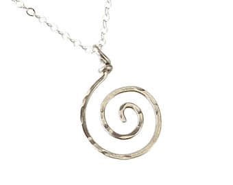 Sterling Silver Spiral Pendant. Sun Swirl Necklace. Chakras Spiritual Necklace. Aziza Jewelry.