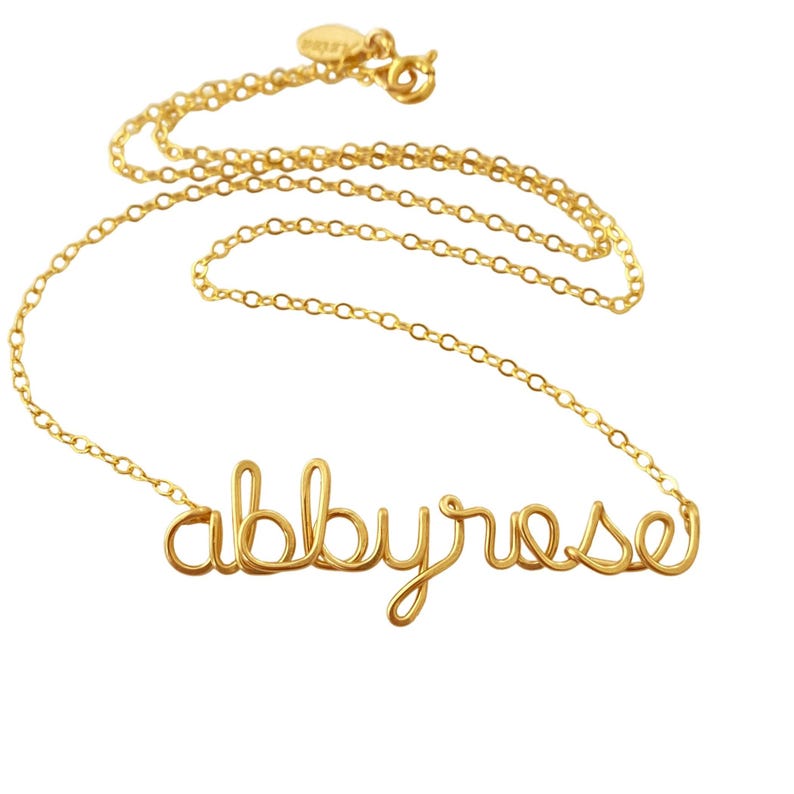 Gold Name Necklace: Personalized Lowercase Wire Script Heirloom image 1