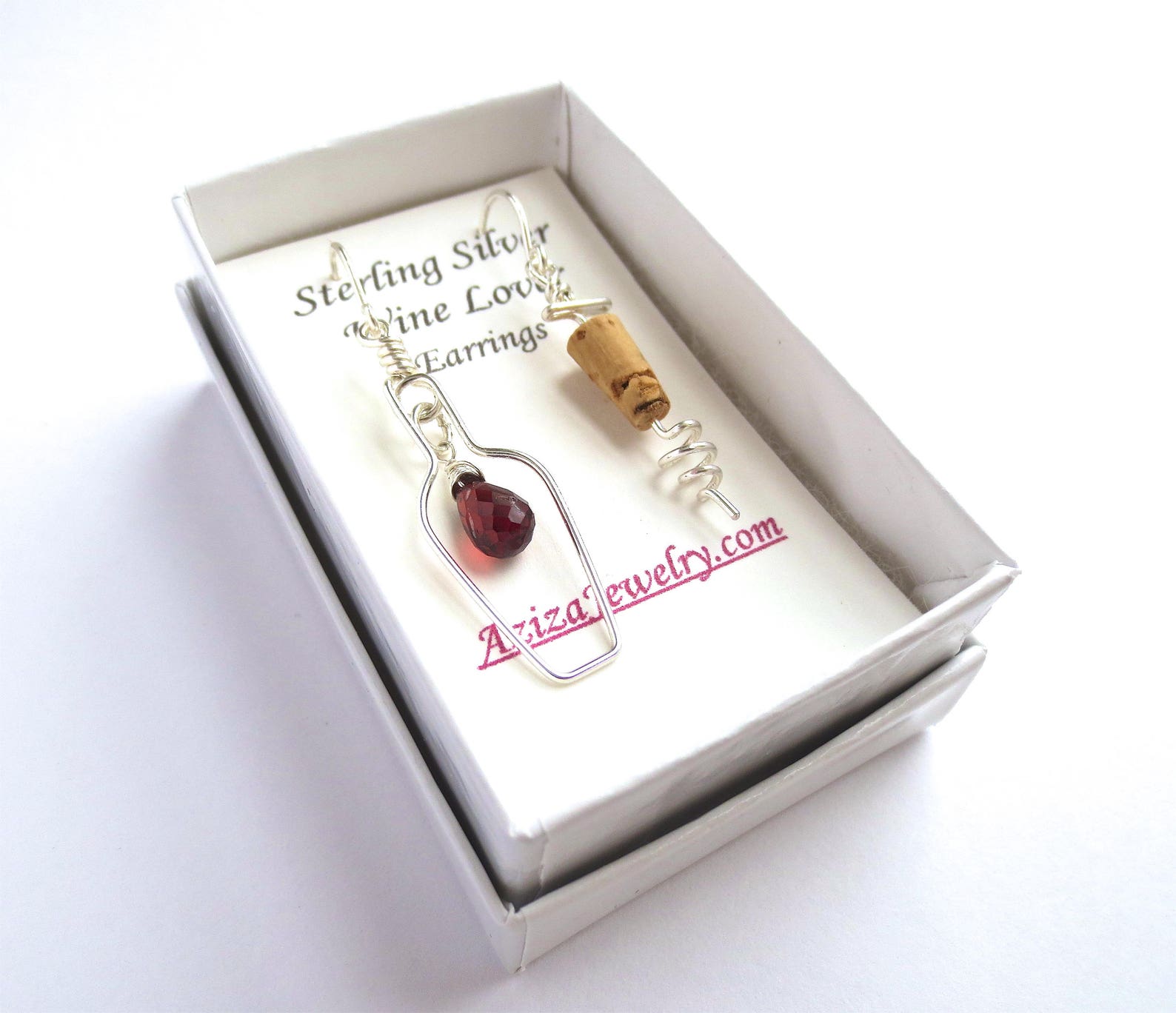 Wine Jewelry. Red Wine Earrings. Sterling Silver Wine Etsy