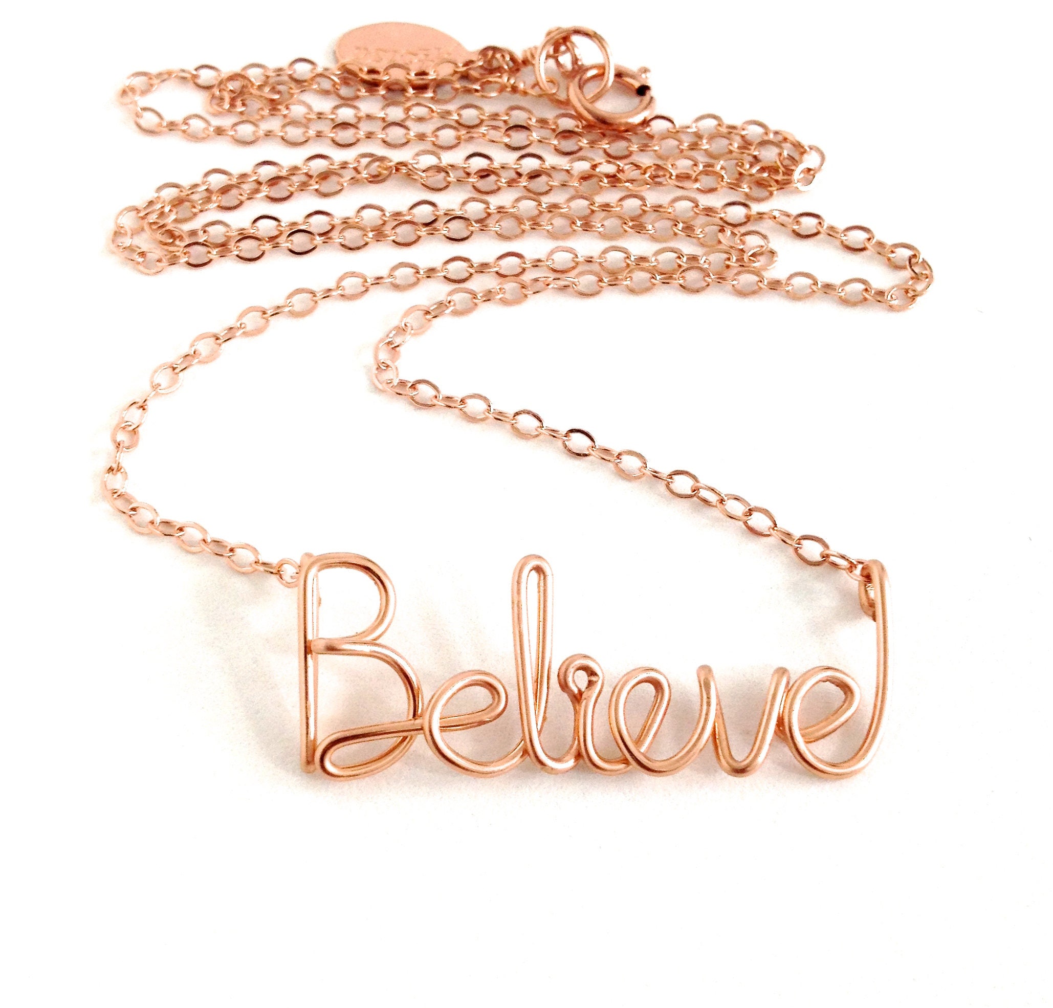 Rose Gold Name Necklace. Personalized Custom 14k Rose Gold Etsy