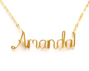 Name Necklace. Gold Name Necklace. Custom Personalized 14k Gold Filled Name Necklace. Script Calligraphy Name Necklace. Monogram Necklace