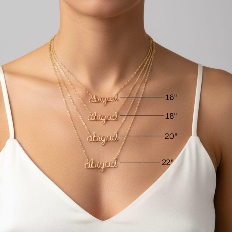 Gold Name Necklace: Personalized Lowercase Wire Script Heirloom image 2