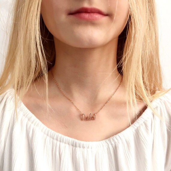 14k solid rose gold name necklace deals