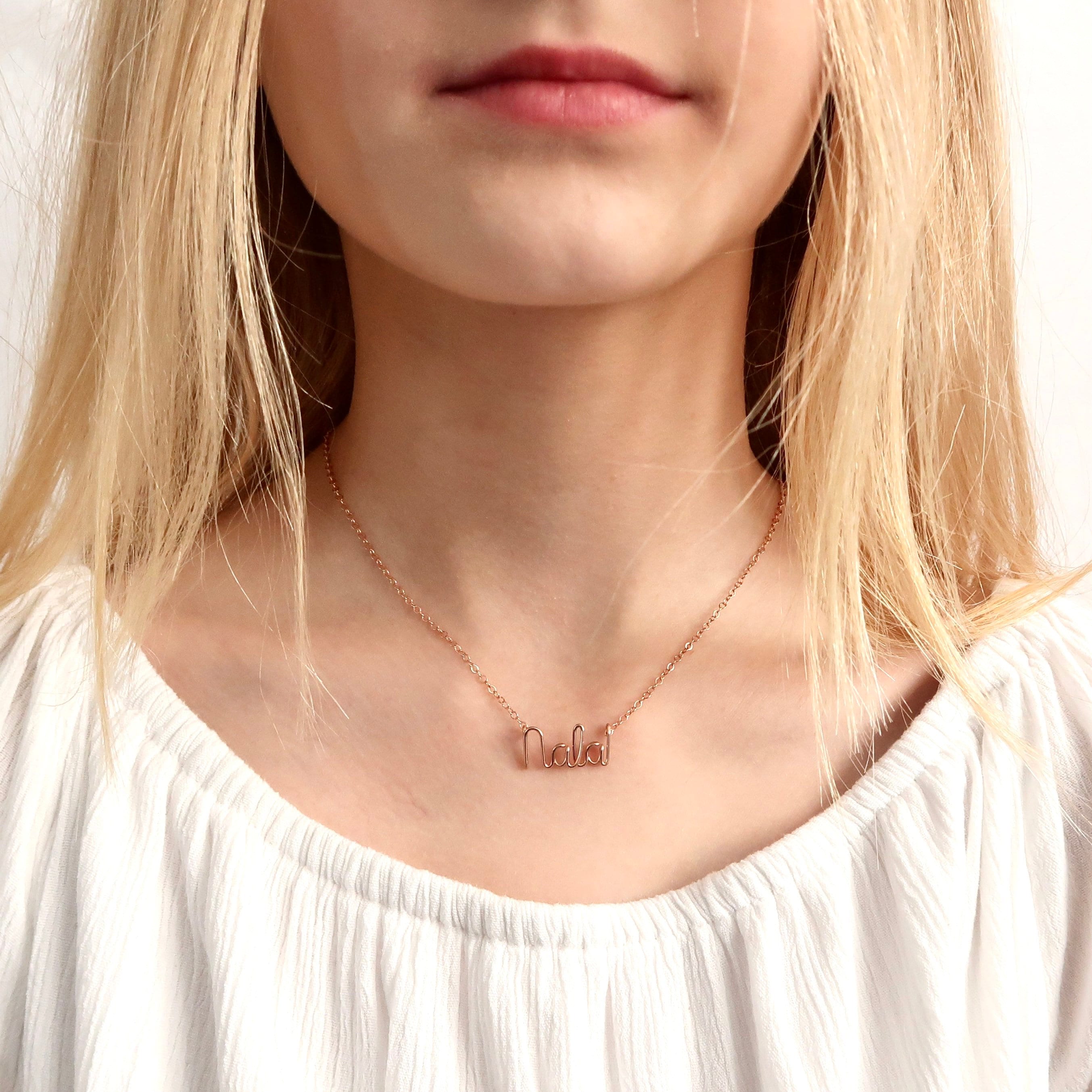 Rose gold necklace with children's cheap names
