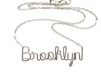 Brooklyn Necklace. Brooklyn Sterling Silver Necklace. Sterling Silver Urban Chic NYC Necklace. Sterling Silver Name Necklace