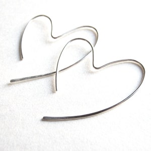 Heart Hoops. Sterling Silver Hammered Heart Hoop Earrings. 925 Silver Open Heart Earrings. Aziza Jewelry