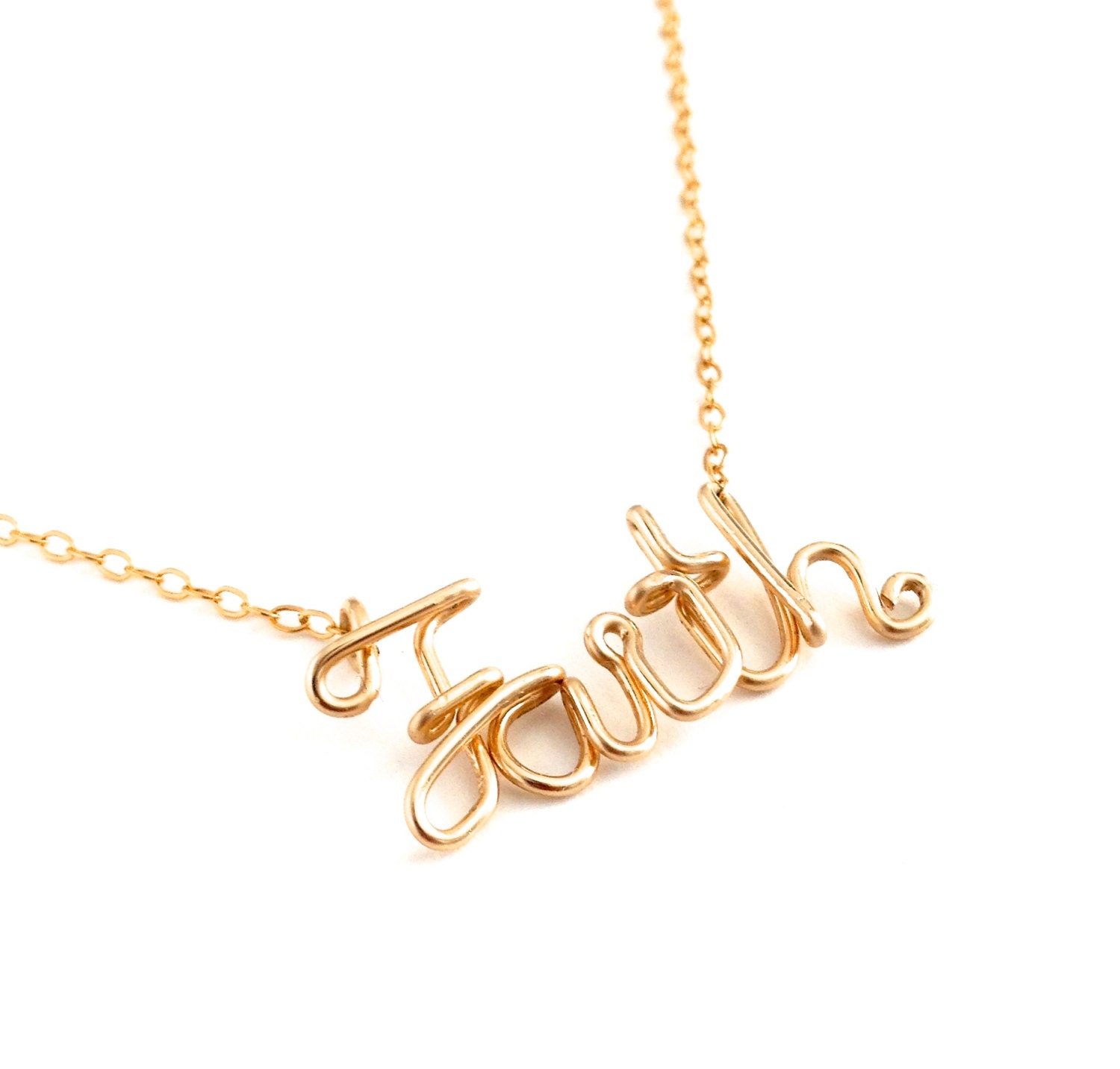 Gold Faith Necklace. 14k Gold Filled Faith Necklace. Script Etsy