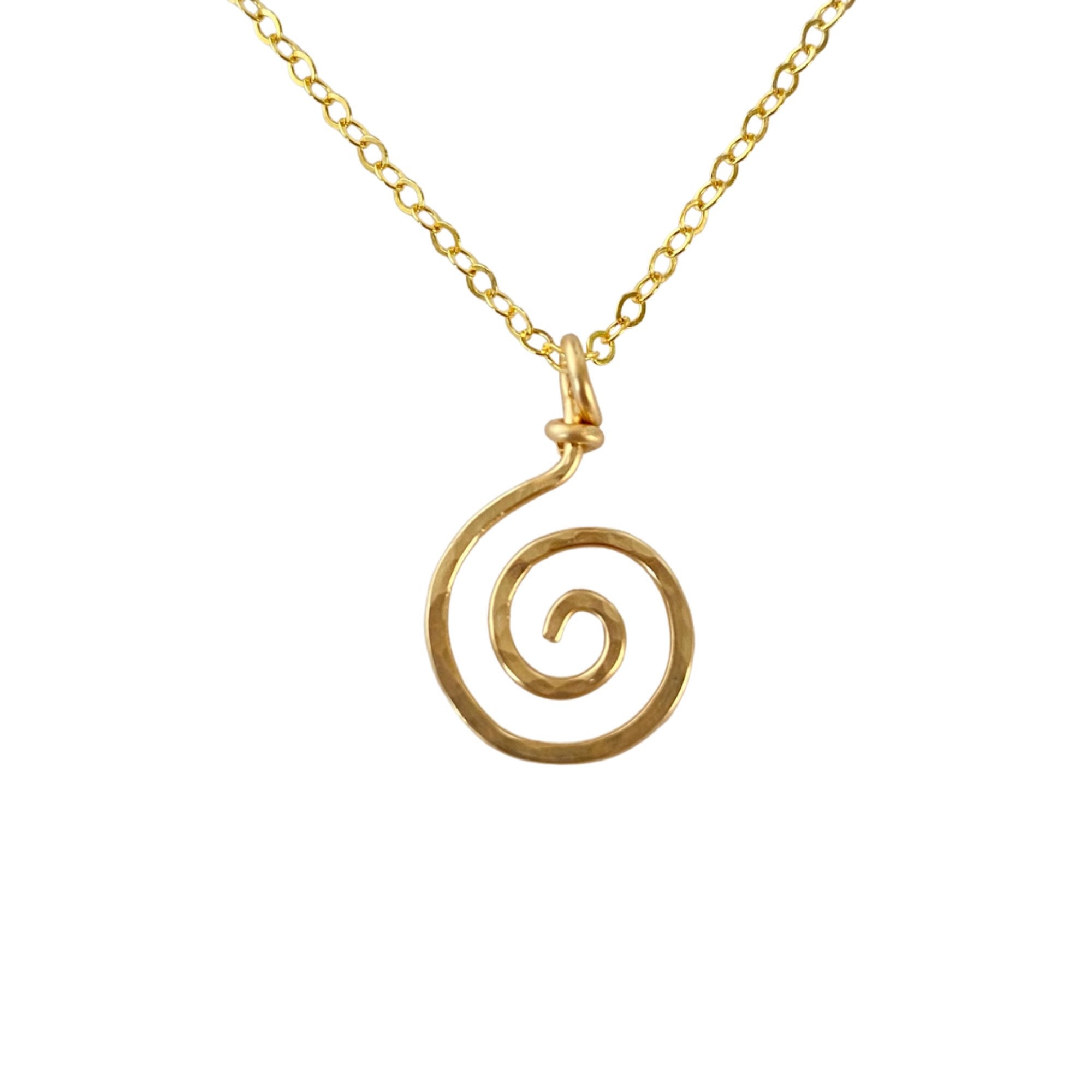 Gold Spiral Necklace Pendant. 14k Gold or Gold Filled Round Etsy