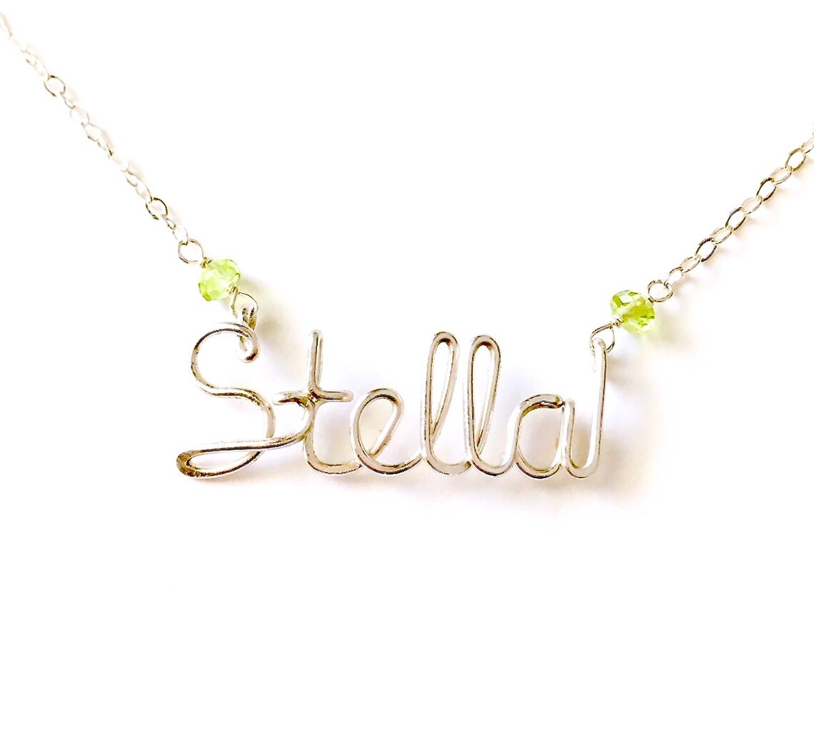 Custom Child Sterling Silver Name Necklace With Birthstone Etsy