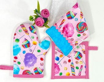 Kids kitchen accessories pretend play toy oven mitt toy potholder toddler kitchen Birthday gift for girls kids playroom decor baking set