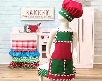 Boys Holiday Apron, Christmas Apron for Boys, Little Boys Apron, Child's Apron, Toddler Apron, Chef's Hat
