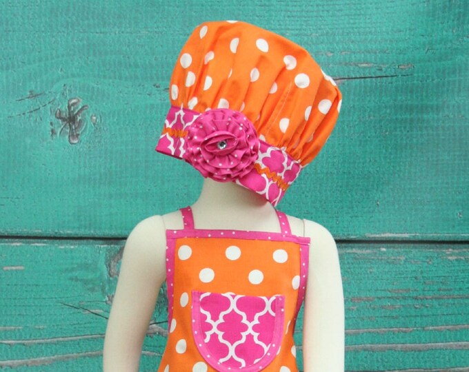 Kids Apron, Girls Apron and Chef's Hat, Little Girls Apron, Toddler