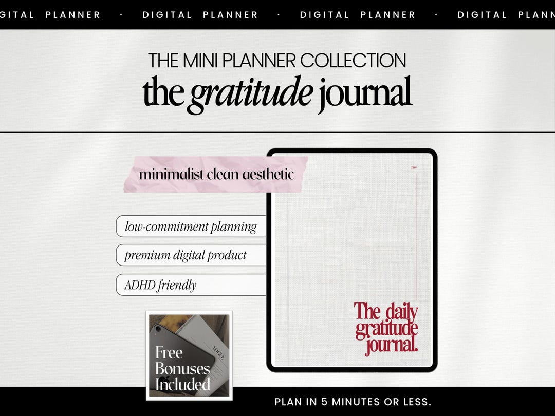 Digital Gratitude Journal | 5-minute Daily Planner | Minimalist ...
