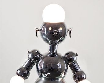 Rare MID CENTURY 1970's Torino Italian Chrome ROBOT Lamp. Home Decor, Lighting, Eames