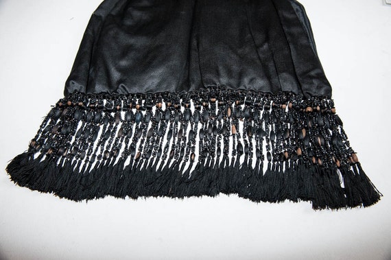 1900's Black VICTORIAN MOURNING Beaded Silk Handb… - image 4