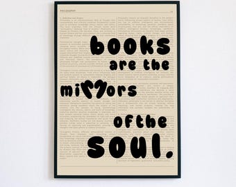 Cita de Libros Antiguos: "Los libros son el espejo del alma". Póster imprimible en PDF. Arte mural digital con citas filosóficas. Descarga instantánea.
