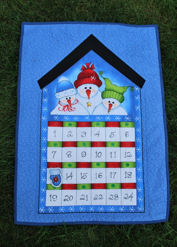 Advent Calendar Quilted Wall Hanging 22 by 30 Snowman Trio Etsy