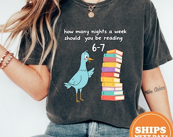 Pigeon 6–7 Reading Shirt, Comfort Colors Book Lover Tee, Funny Librarian T-Shirt,