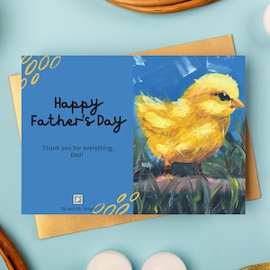Cartão engraçado para o Dia dos Pais com um pintinho – Cartão para o pai para imprimir – Arte de animal fofo – Download digital – Presente instantâneo para o pai – Cartão faça você mesmo para ele