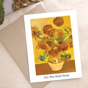 Modelo de cartão para o Dia das Mães para imprimir, Feliz Dia das Mães, Download instantâneo, Pintura a óleo de girassóis, Inspiração de Van Gogh, Pintado à mão