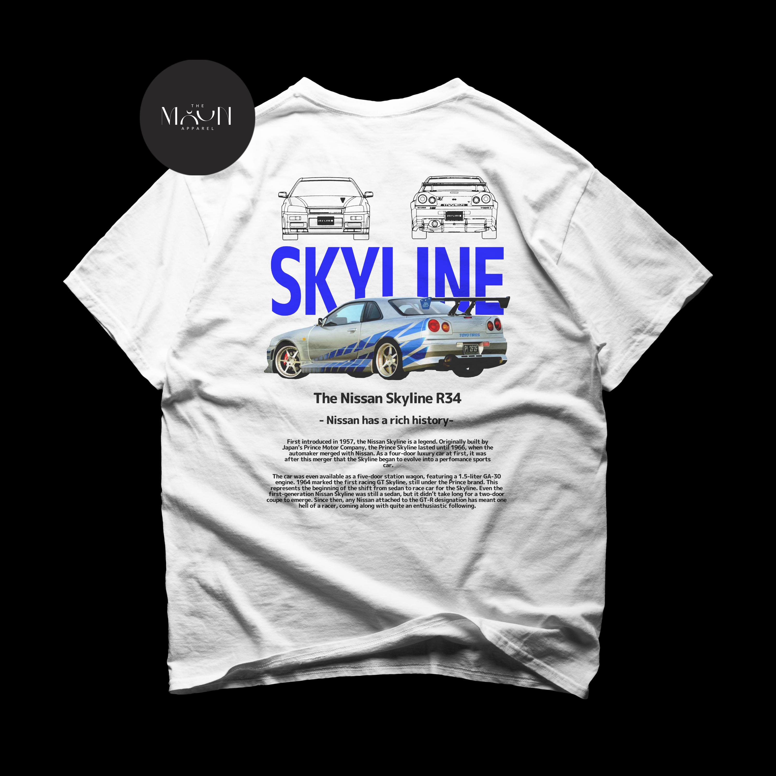 T-Shirt Homme Fast GTR Skyline R34 JDM Legend - 100% Coton - Design Voiture Tunée - Cadeau Passion Auto - 6