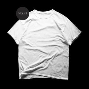 May include: A white t-shirt with a crew neck and short sleeves. The shirt is made of a soft, comfortable fabric and is perfect for everyday wear.