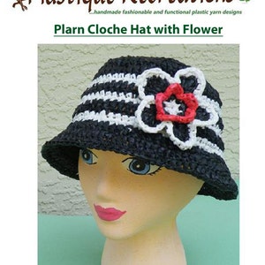 Plarn Cloche Hat with Flower crochet pattern ...a Treasury featured item image 1