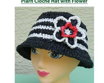 Plarn Cloche Hat with Flower crochet pattern ...a Treasury featured item