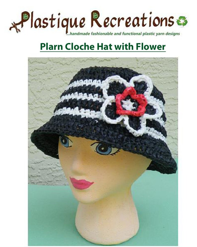 Plarn Cloche Hat with Flower crochet pattern ...a Treasury featured item image 1