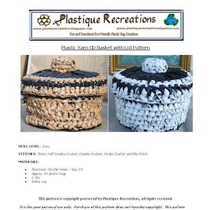 Plarn CD Basket with Lid crochet pattern image 1