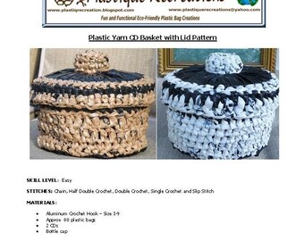 Plarn CD Basket with Lid crochet pattern